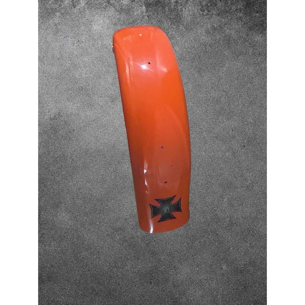 Custom Painted Chopper Tin Set – Gloss Orange with Winged Iron Cross
